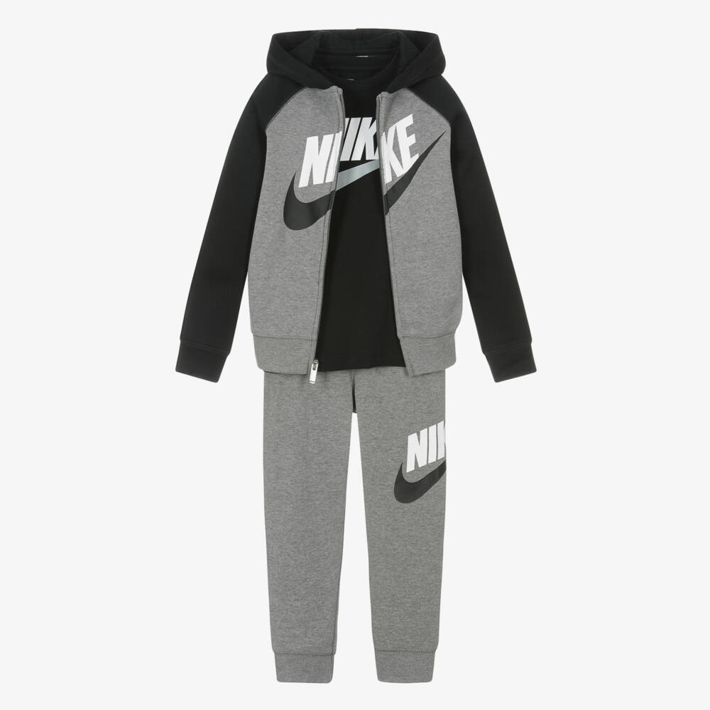 Nike-Boys Grey Swoosh Tracksuit Set | Childrensalon Outlet