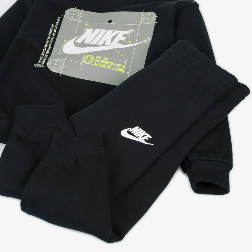 Nike-Boys Jet Black Logo Tracksuit | Childrensalon Outlet
