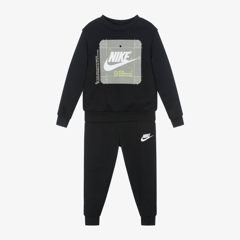 Nike-Boys Jet Black Logo Tracksuit | Childrensalon Outlet