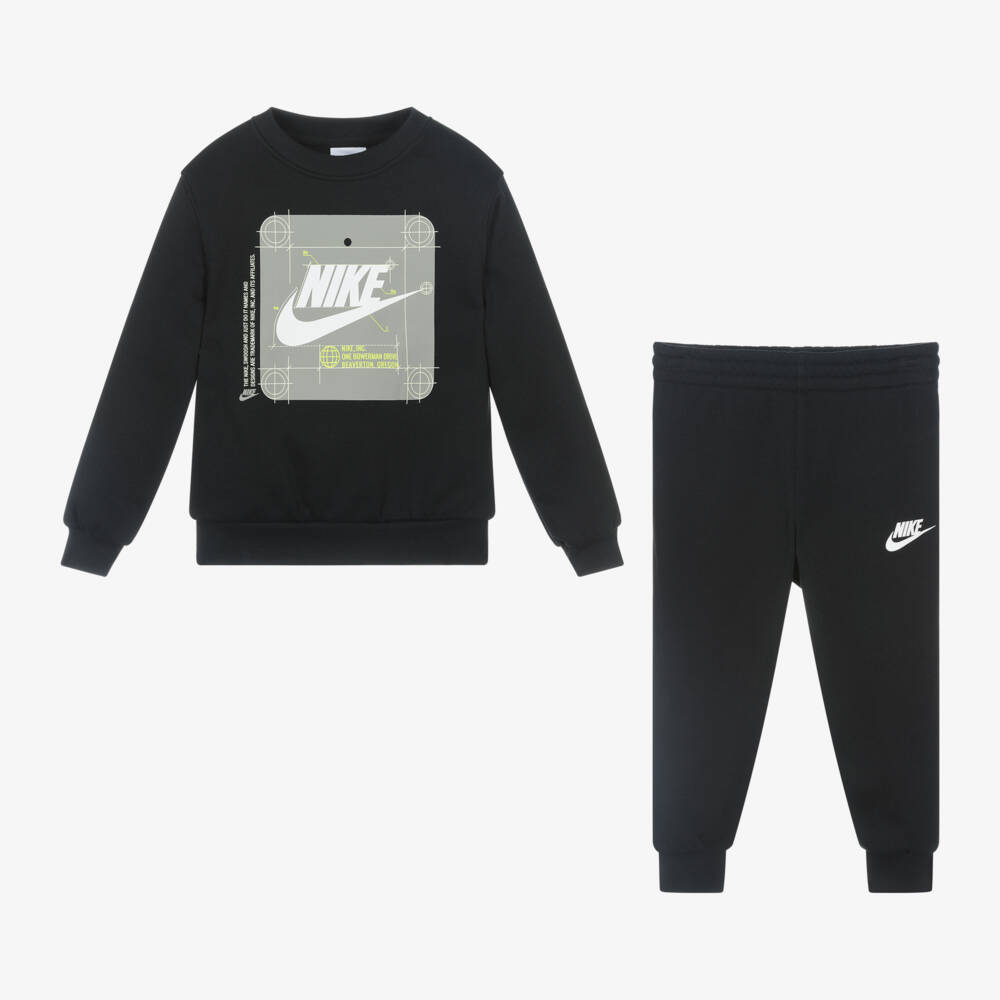 Nike-Boys Jet Black Logo Tracksuit | Childrensalon Outlet