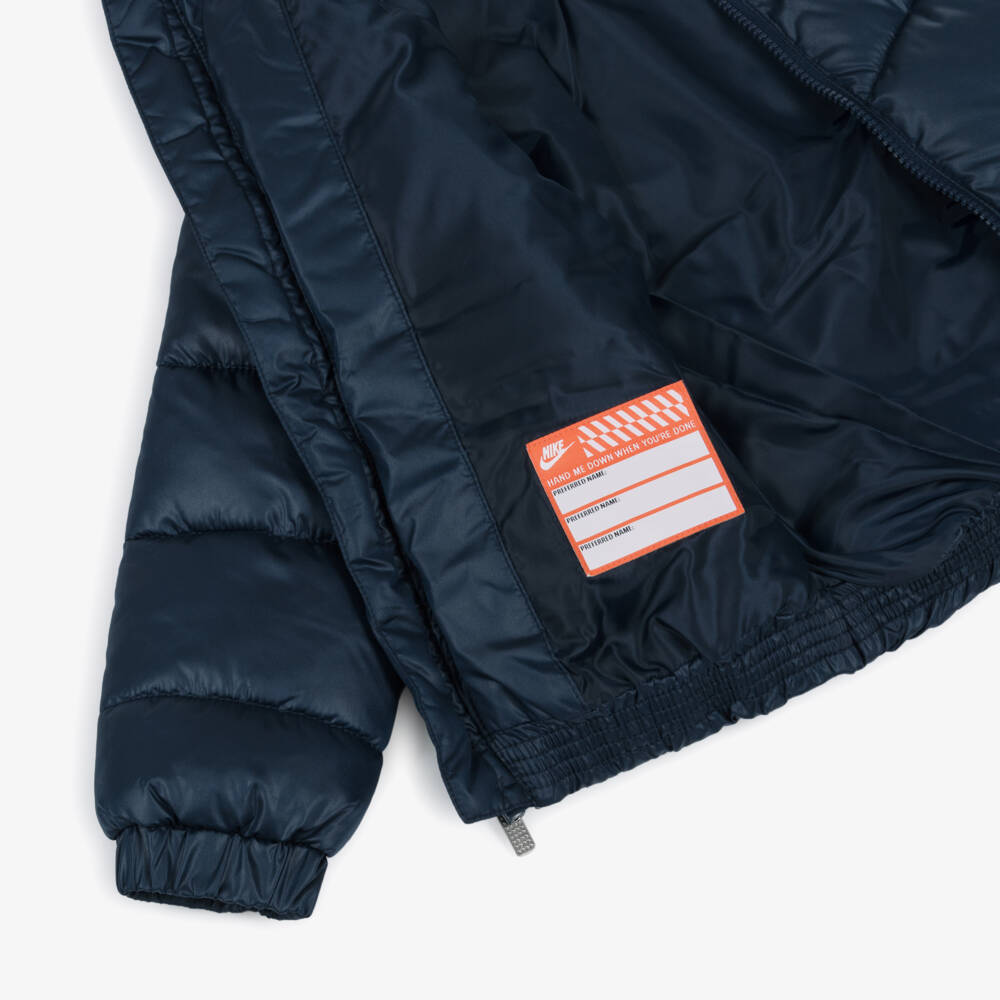 Nike-Boys Navy Blue Puffer Jacker with Embroidered Swoosh Logo | Childrensalon Outlet