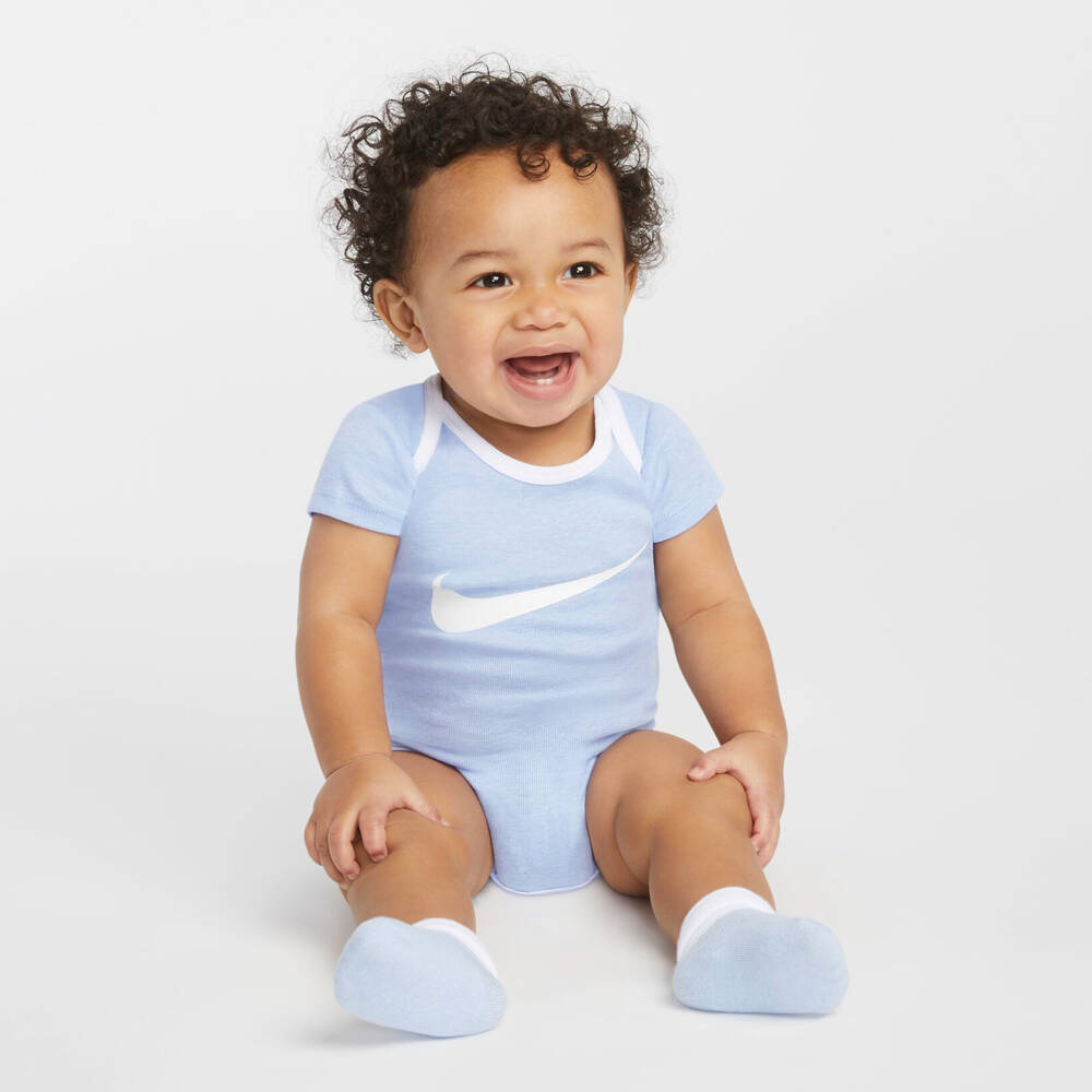 Nike-Boys Pale Blue Cotton Jersey Babysuit Set | Childrensalon Outlet