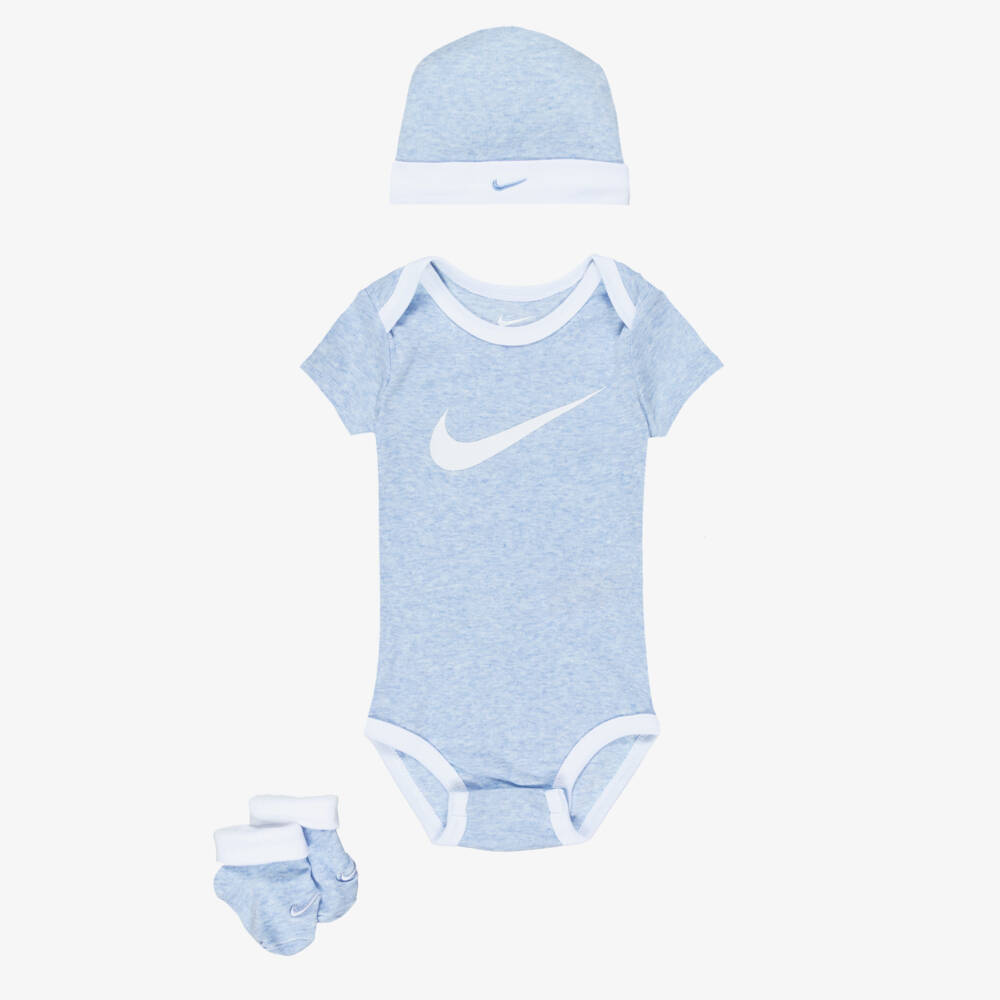 Nike-Boys Pale Blue Cotton Jersey Babysuit Set | Childrensalon Outlet