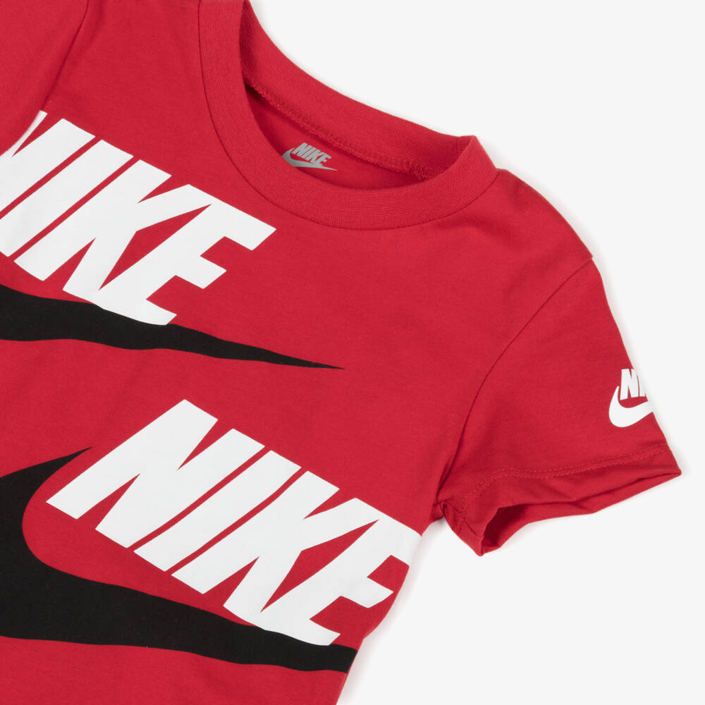 Nike-Boys Red & Black Swoosh Logo Shorts Set | Childrensalon Outlet