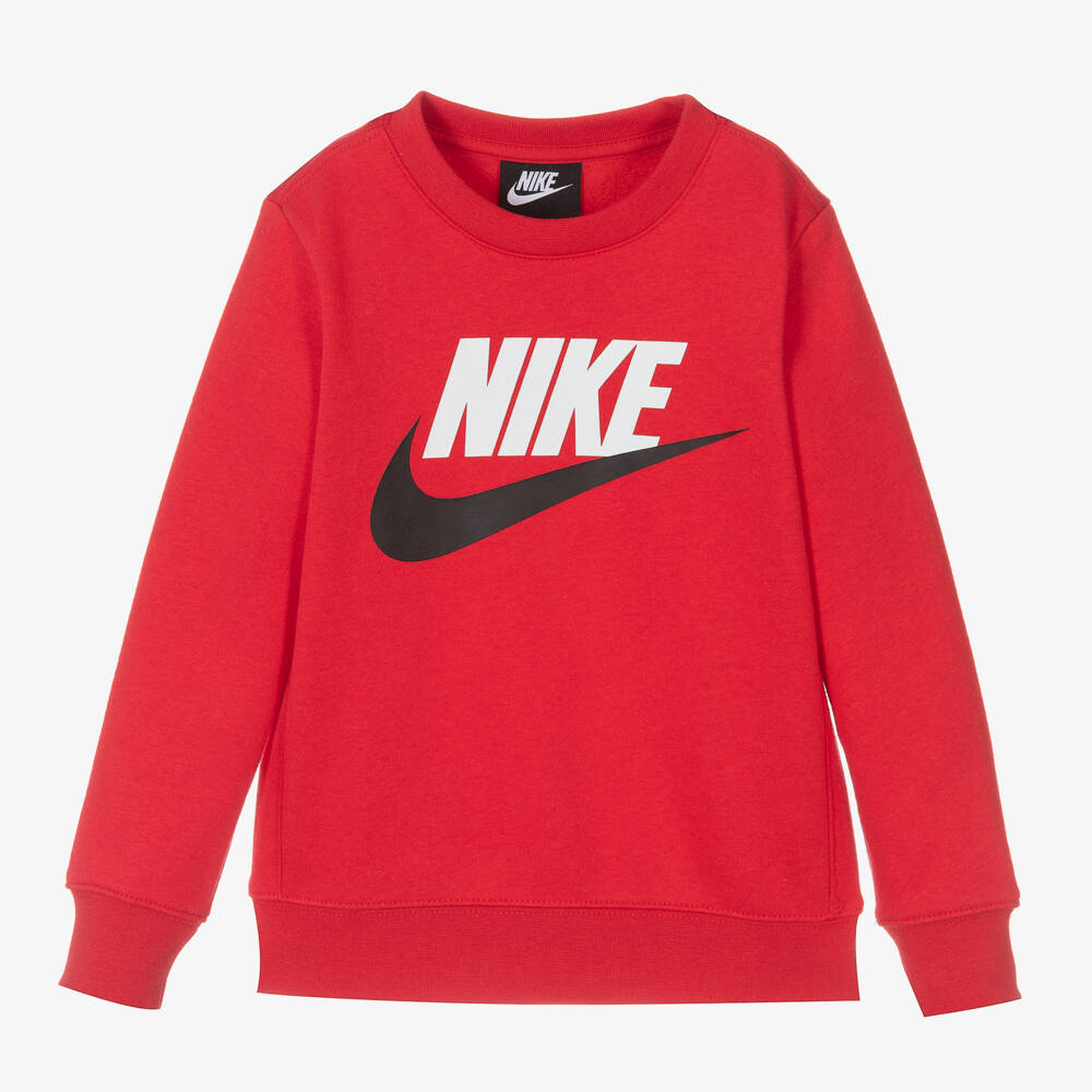Nike-Boys Red Cotton Sweatshirt | Childrensalon Outlet