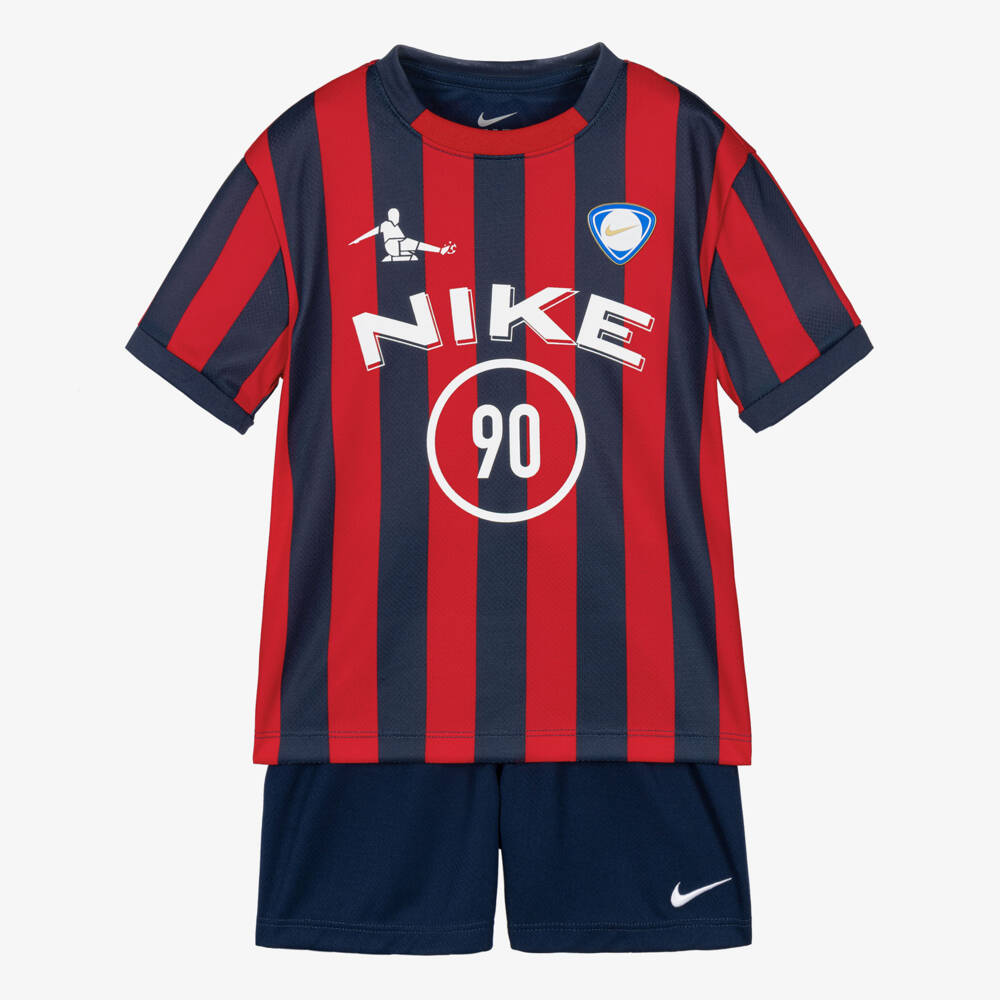 Nike-Boys Red & Navy Blue Goal Mode Shorts Set | Childrensalon Outlet