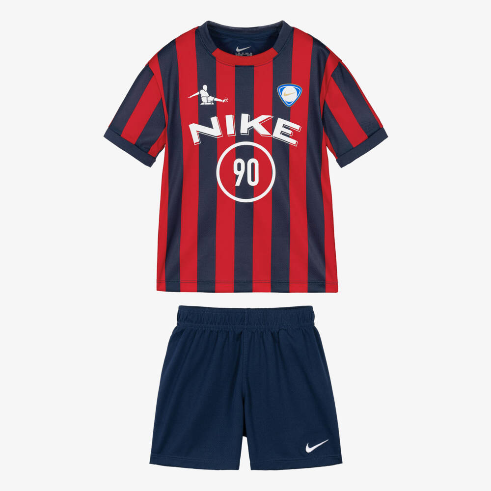 Nike-Boys Red & Navy Blue Goal Mode Shorts Set | Childrensalon Outlet