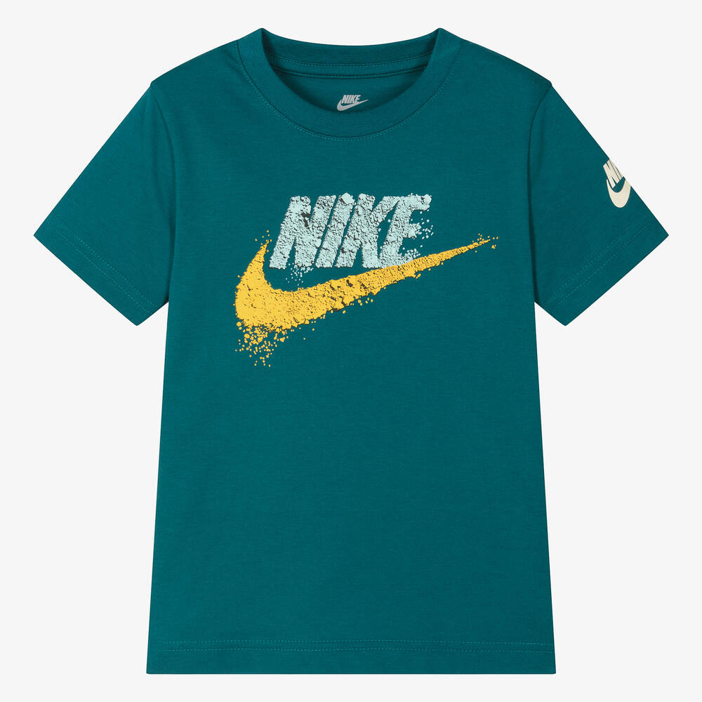 Boys Teal Green Swoosh T Shirt
