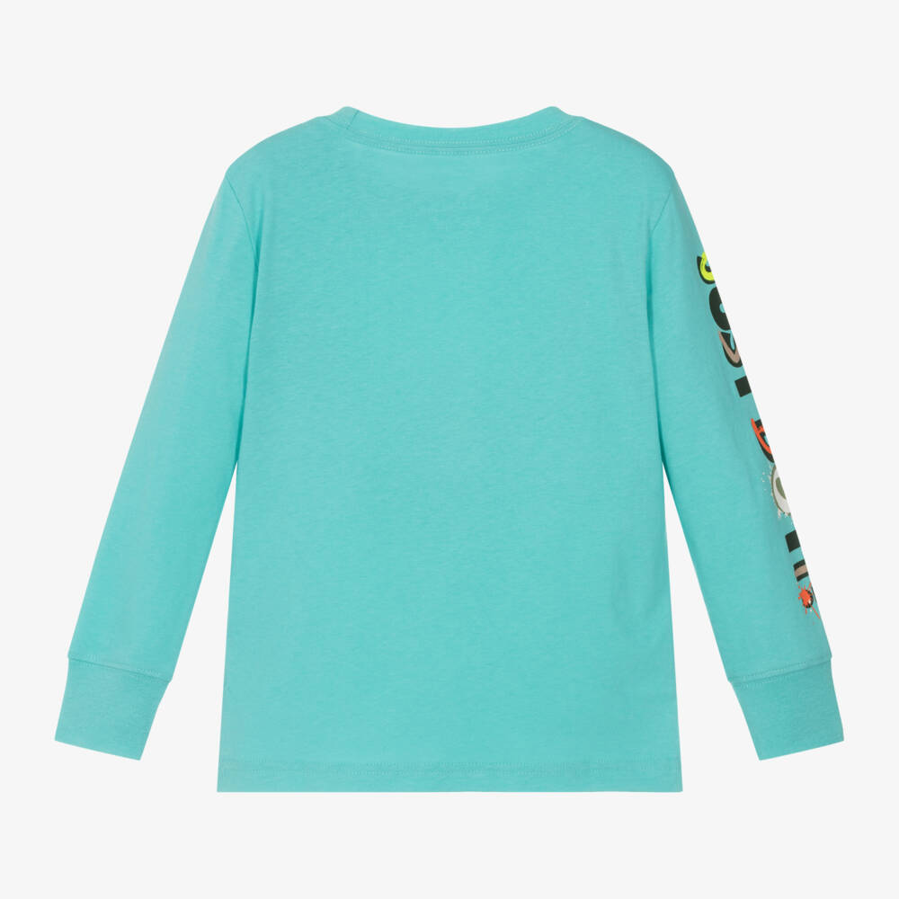 Nike-Boys Turquoise Slogan Cotton Top | Childrensalon Outlet