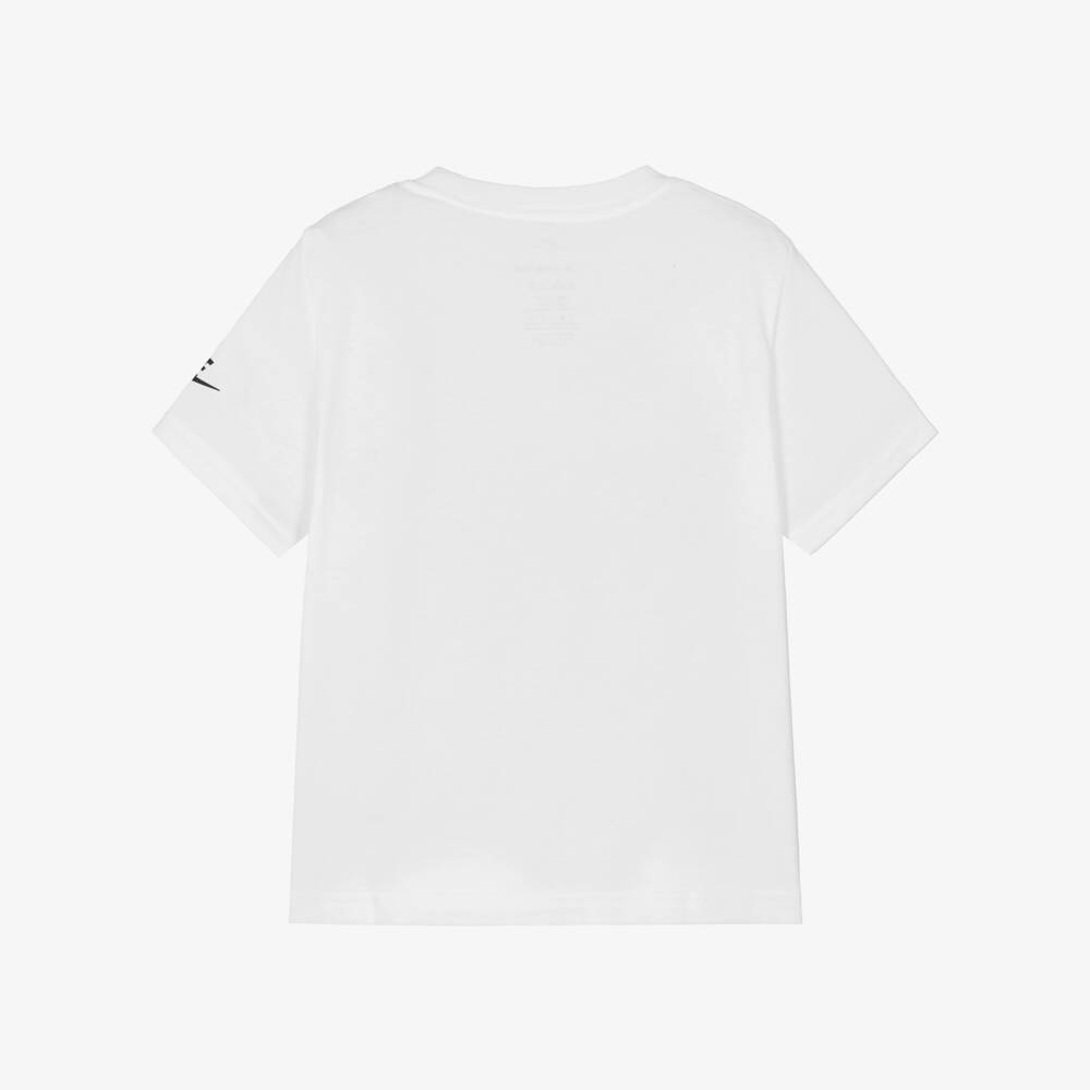 Nike-Boys White Cotton T-Shirt with Swoosh Logo Graphic | Childrensalon Outlet