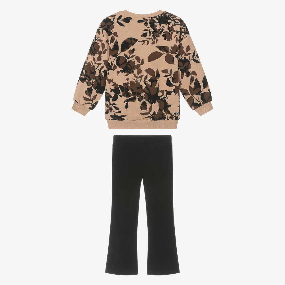 Nike-Girls Black Floral Print Leggings Set | Childrensalon Outlet