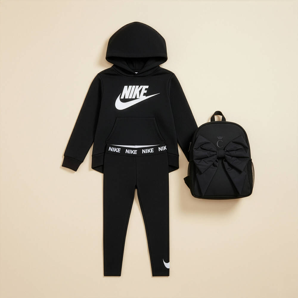 Nike-Girls Black Logo Hoodie | Childrensalon Outlet