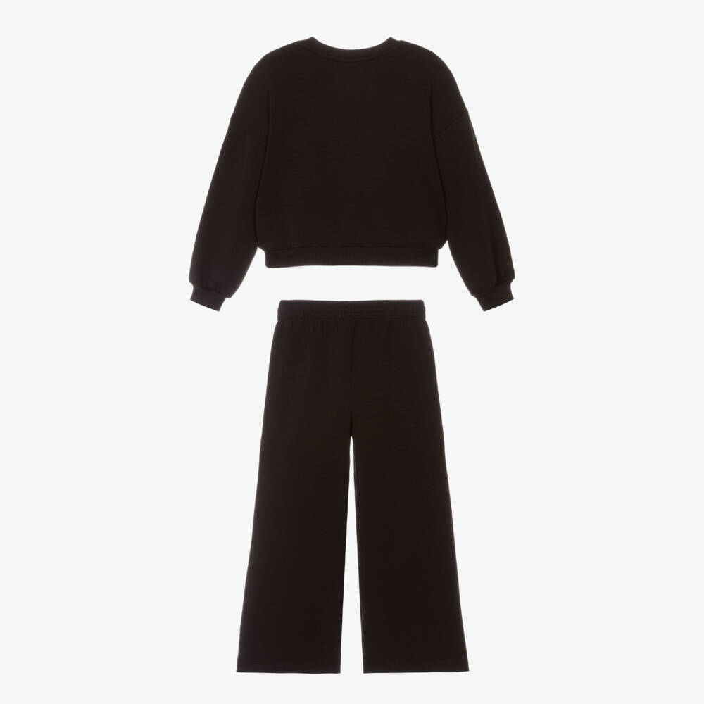 Nike-Girls Black Modal Jersey Tracksuit with White Swoosh Logo | Childrensalon Outlet