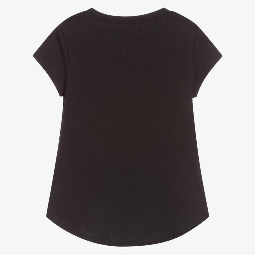 Nike-Girls Black Polycotton Swoosh T-Shirt | Childrensalon Outlet