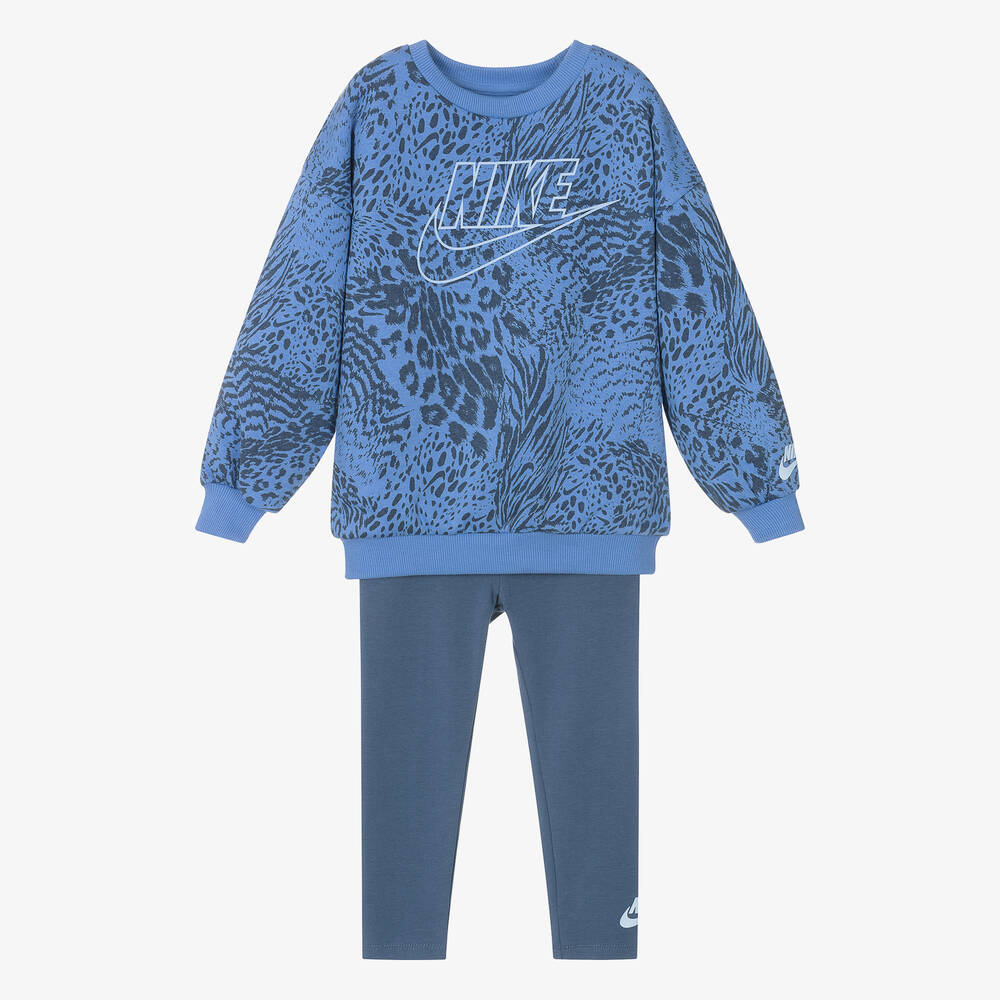 Nike - Girls Blue Cotton Leggings Set | Childrensalon