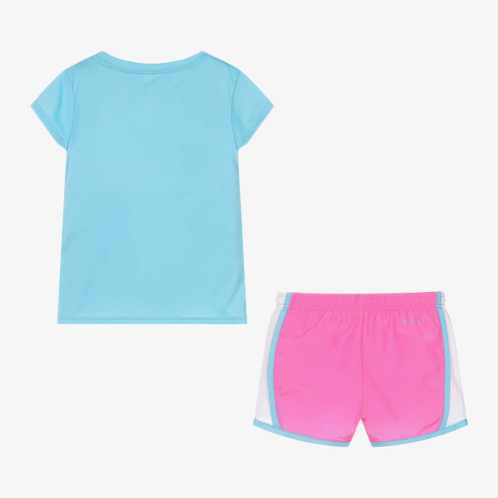 Nike Girls Blue Pink Dri Fit Shorts Set Childrensalon Outlet
