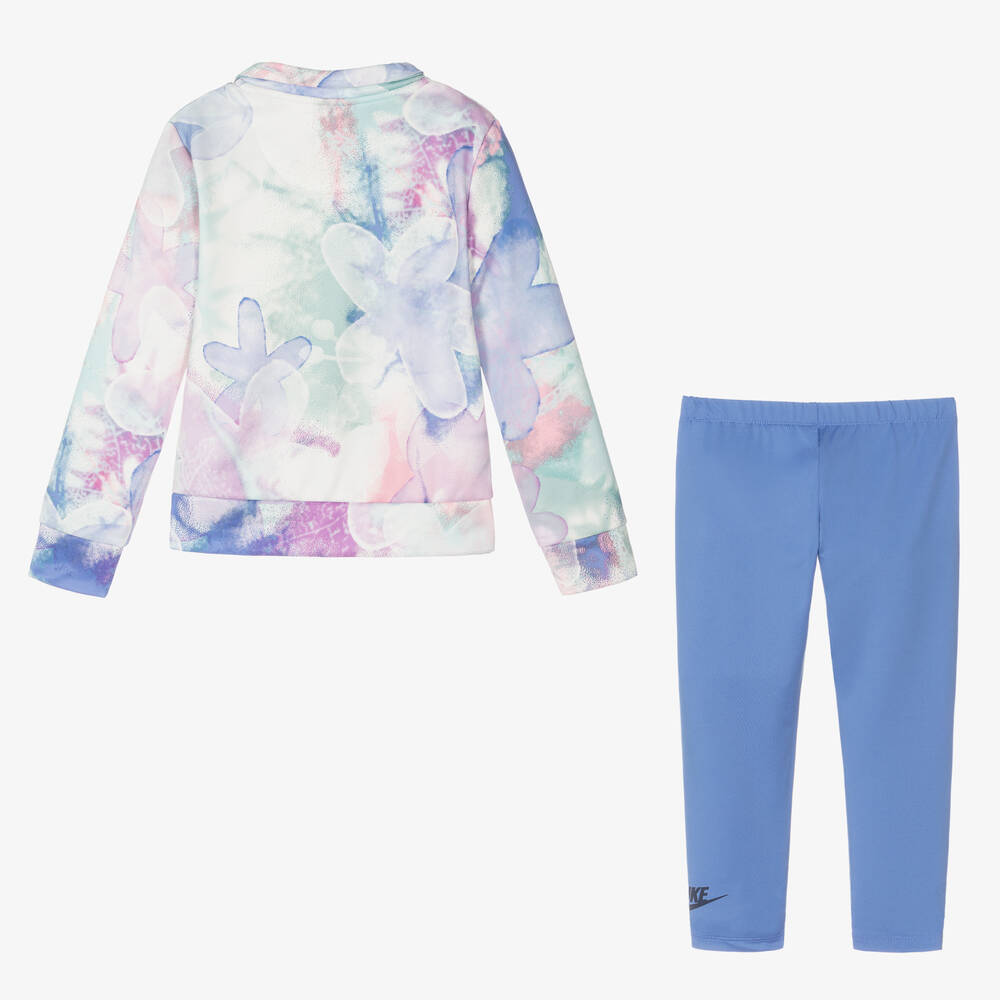 Nike-Girls Blue Sports Leggings Set | Childrensalon Outlet
