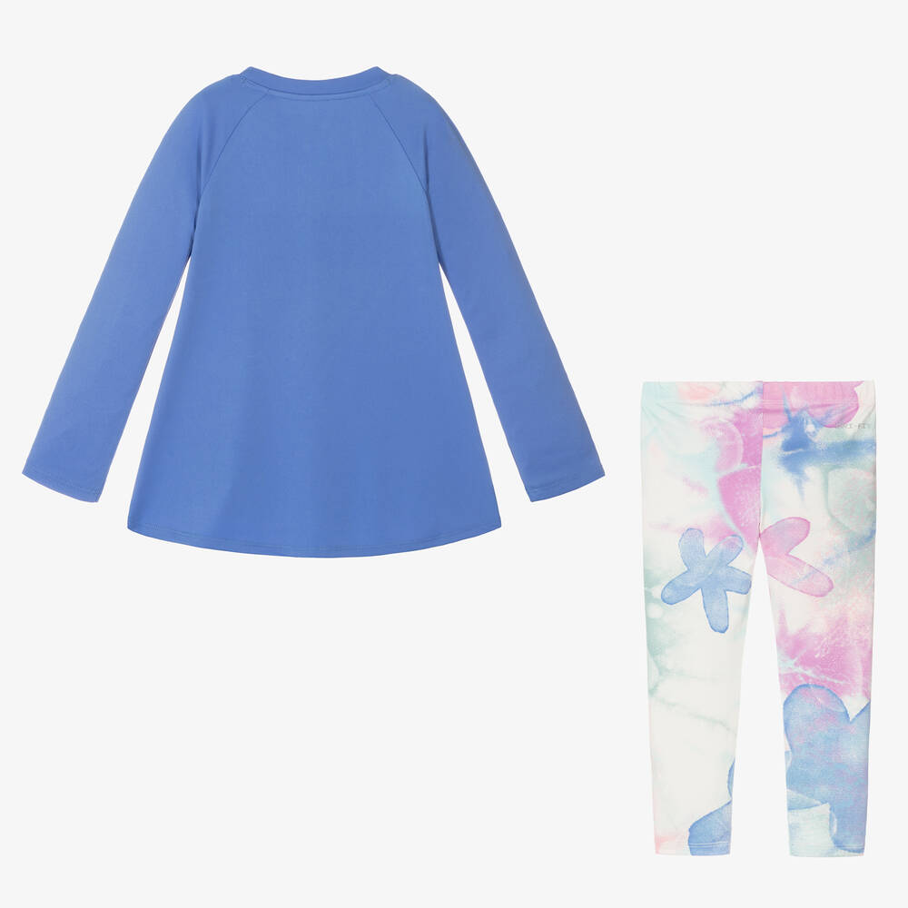 Nike-Girls Blue Sports Leggings Set | Childrensalon Outlet