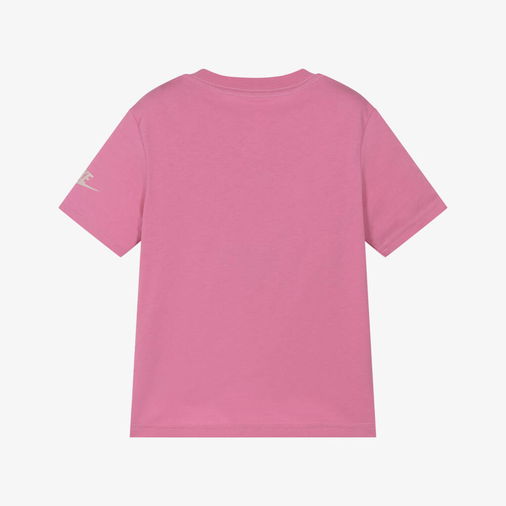 Nike-Girls Bright Pink T-Shirt with Swoosh Logo | Childrensalon Outlet
