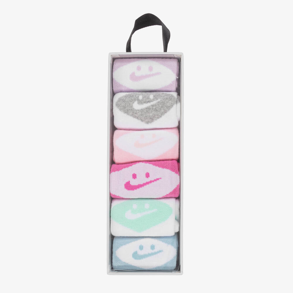 Nike-Girls Cotton Swoosh Logo Socks (6 Pack) | Childrensalon Outlet