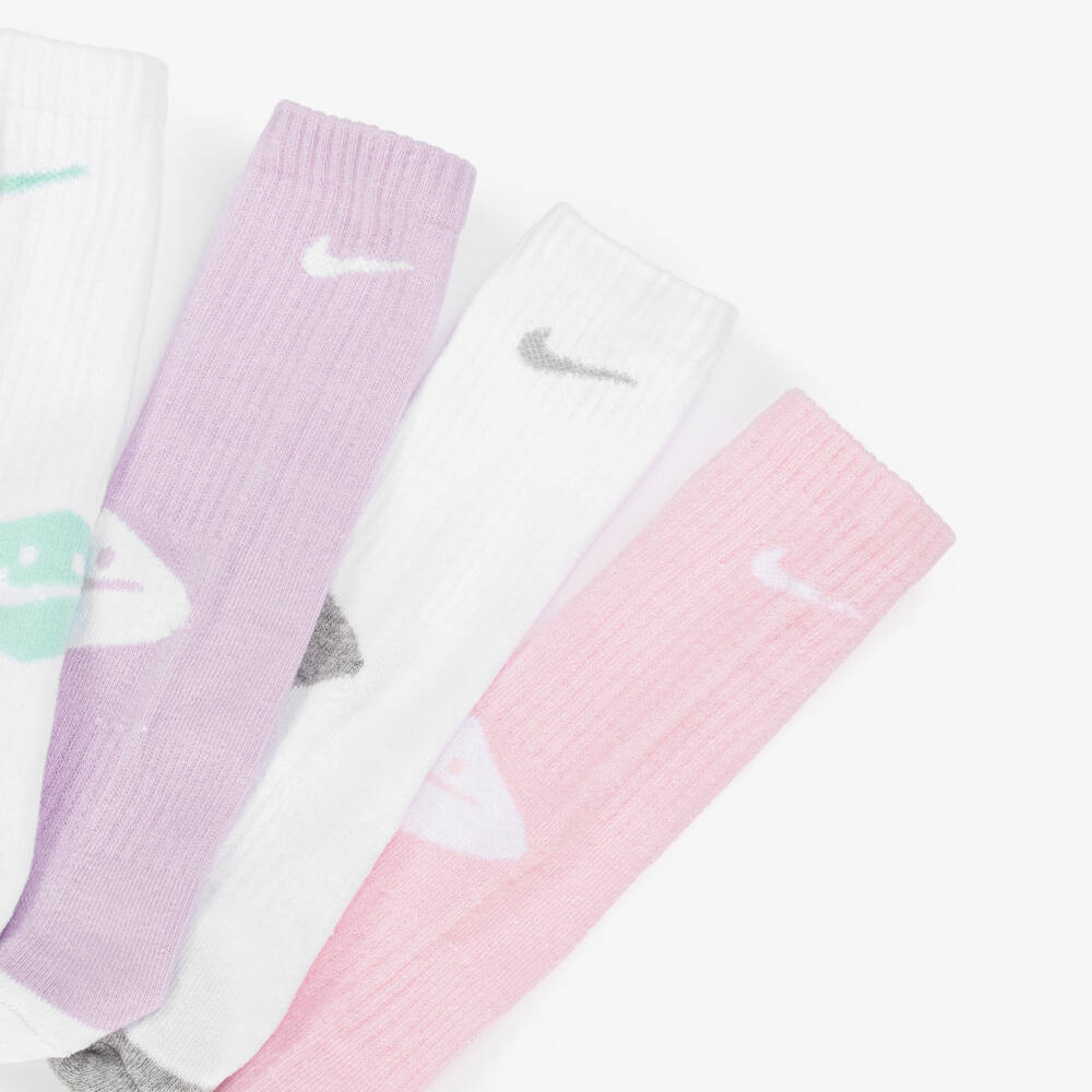 Nike-Girls Cotton Swoosh Logo Socks (6 Pack) | Childrensalon Outlet