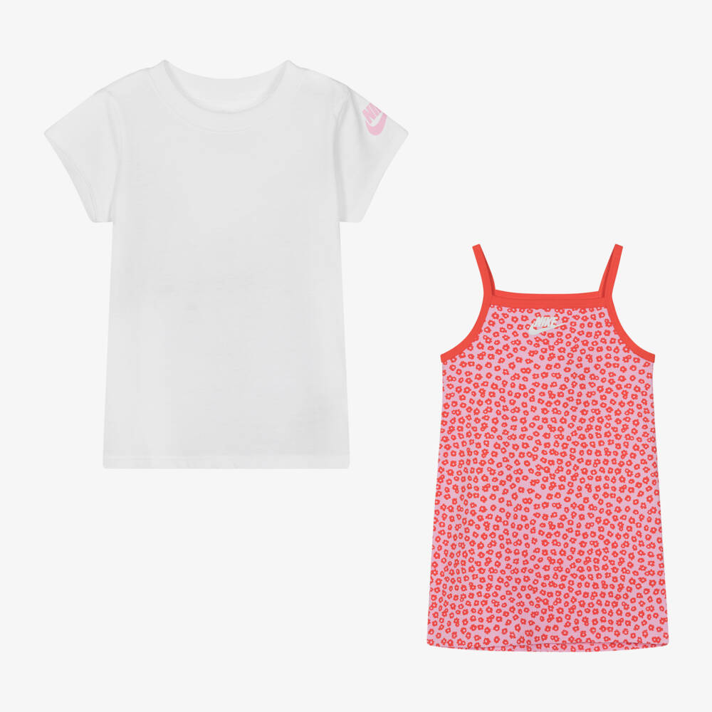 Nike-Girls Floral Pink Dress Set | Childrensalon Outlet