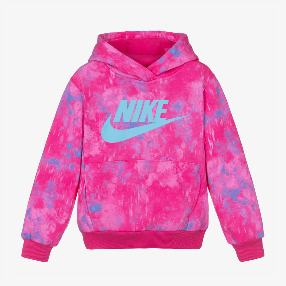 Nike-Girls Fuchsia Tie-Dye Hoodie | Childrensalon Outlet