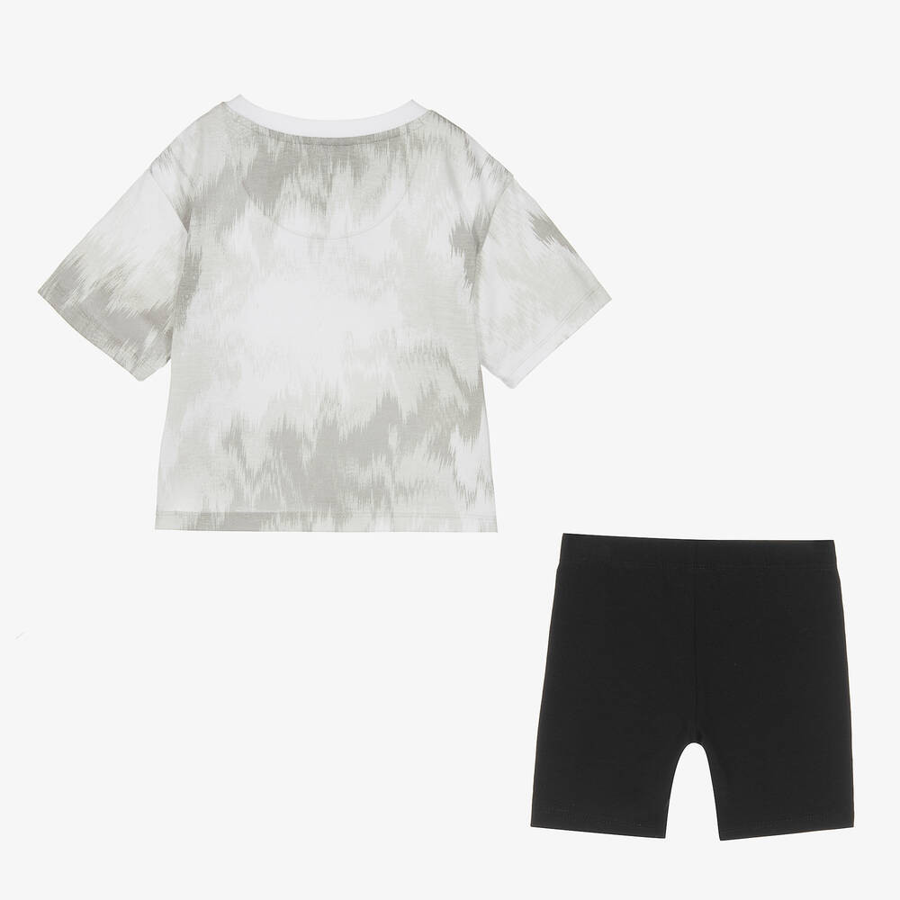 Nike grey shorts and crop top set cheap