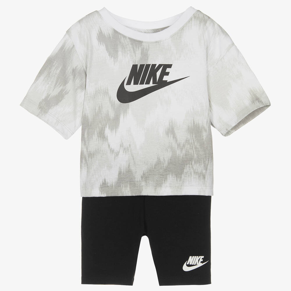 Nike - Baumwoll-Top & Shorts grau/schwarz | Childrensalon