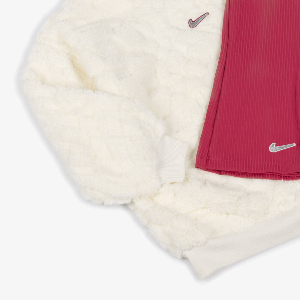 Nike-Girls Ivory Fleece & Pink Leggings Set | Childrensalon Outlet