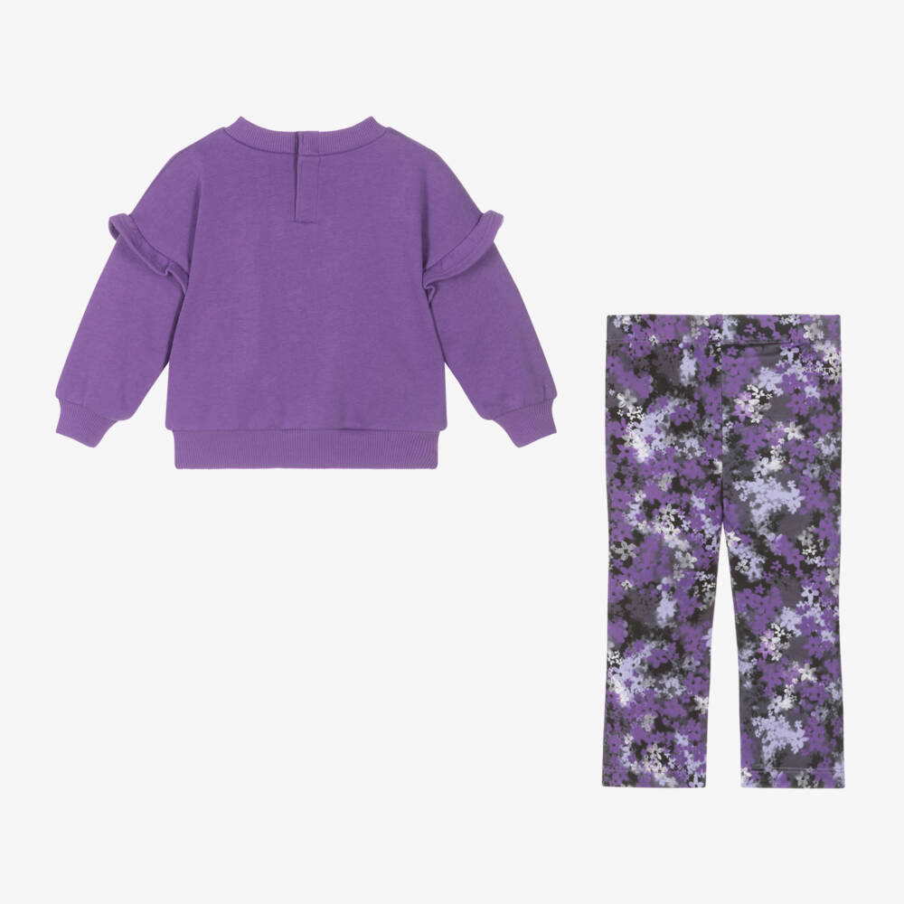 Nike-Girls Lavender Floral Leggings Ensemble | Childrensalon Outlet