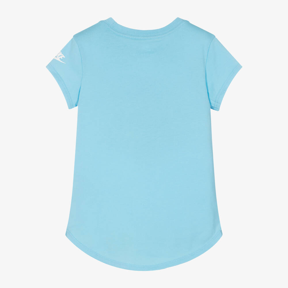 Nike-Girls Light Blue Logo Tee | Childrensalon Outlet