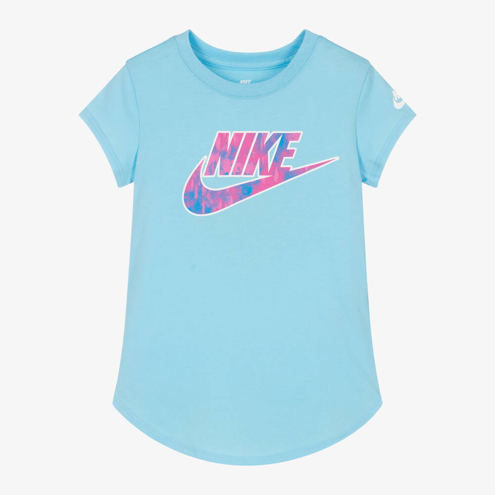 Nike-Girls Light Blue Logo Tee | Childrensalon Outlet