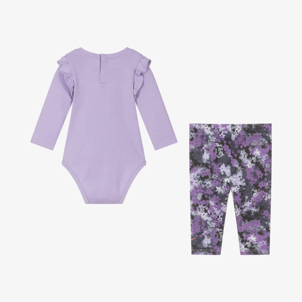 Nike-Girls Lilac Floral Bodysuit and Leggings | Childrensalon Outlet