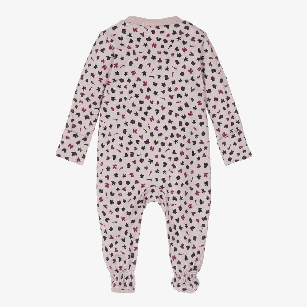 Nike-Girls Lilac Purple Cotton Babygrow with Hearts & Logos | Childrensalon Outlet