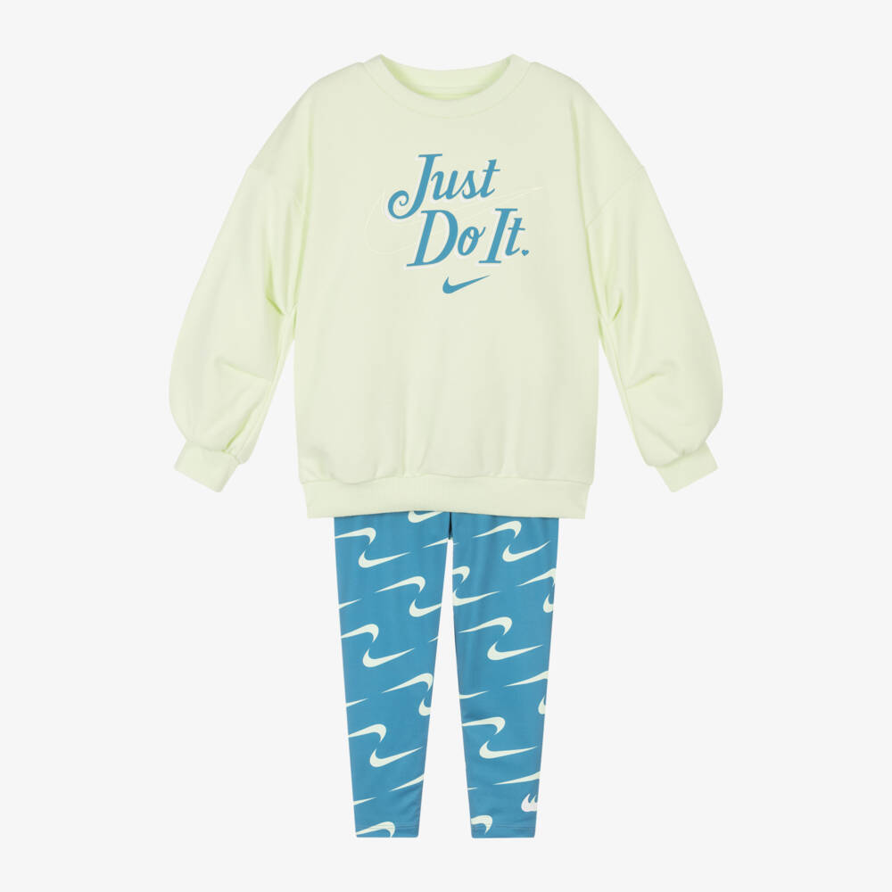 Nike-Girls Lime and Blue Outfit Set | Childrensalon Outlet
