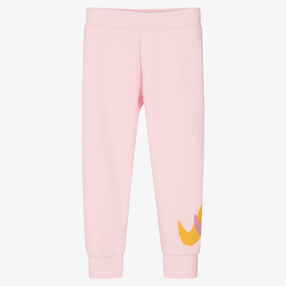 Nike - Girls Pink Cotton Logo Joggers | Childrensalon