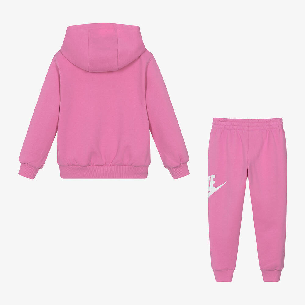 نايك-بدلة رياضية قطن جيرسي لون زهري للبنات | Childrensalon Outlet