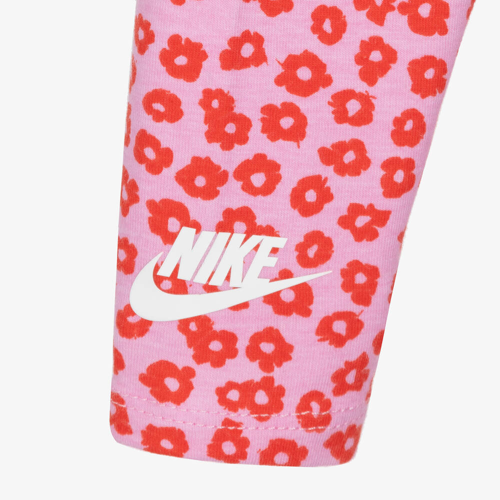 Nike Girls Pink Floral Cotton Babysuit Set