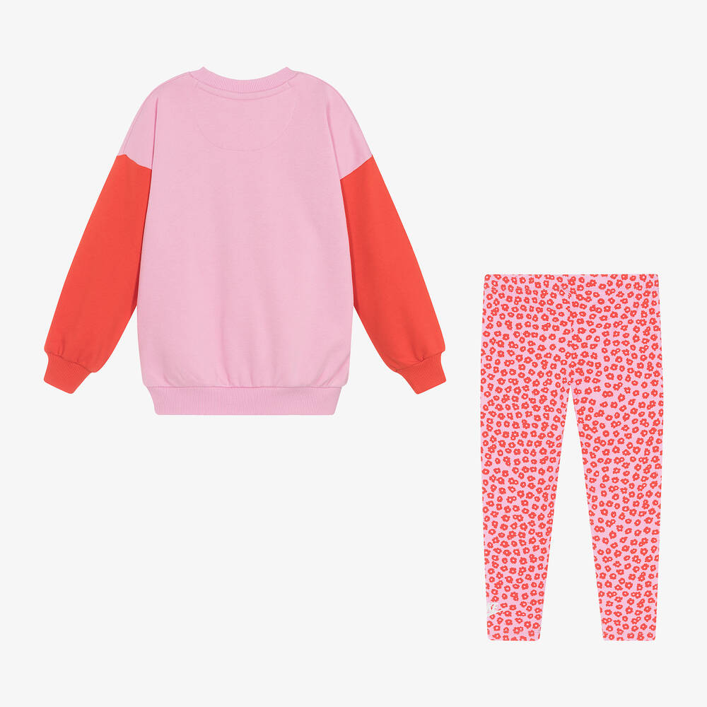 Nike-Girls Pink Floral Cotton Leggings Set | Childrensalon Outlet
