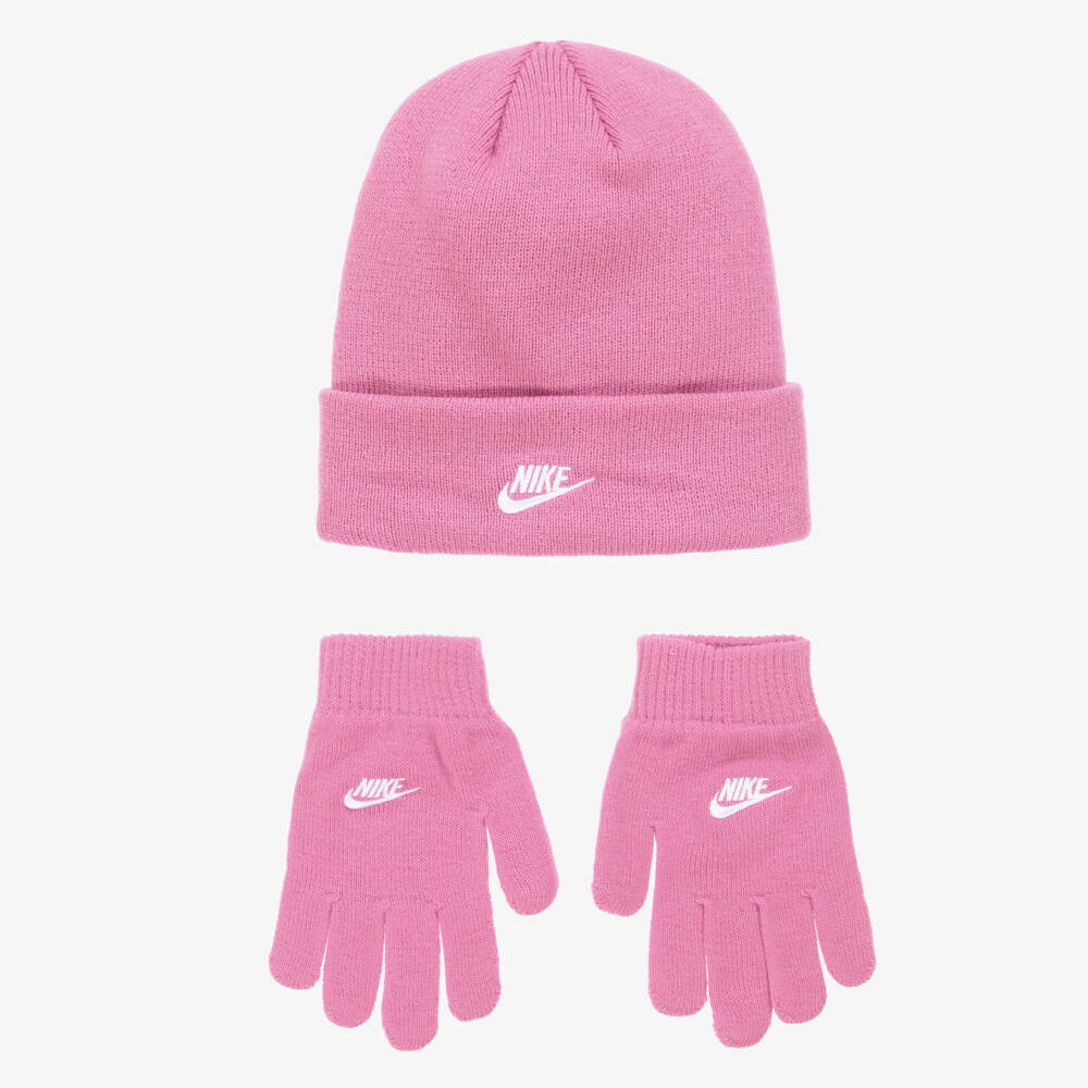 Nike-Girls Pink Knit Hat and Glove Duo | Childrensalon Outlet