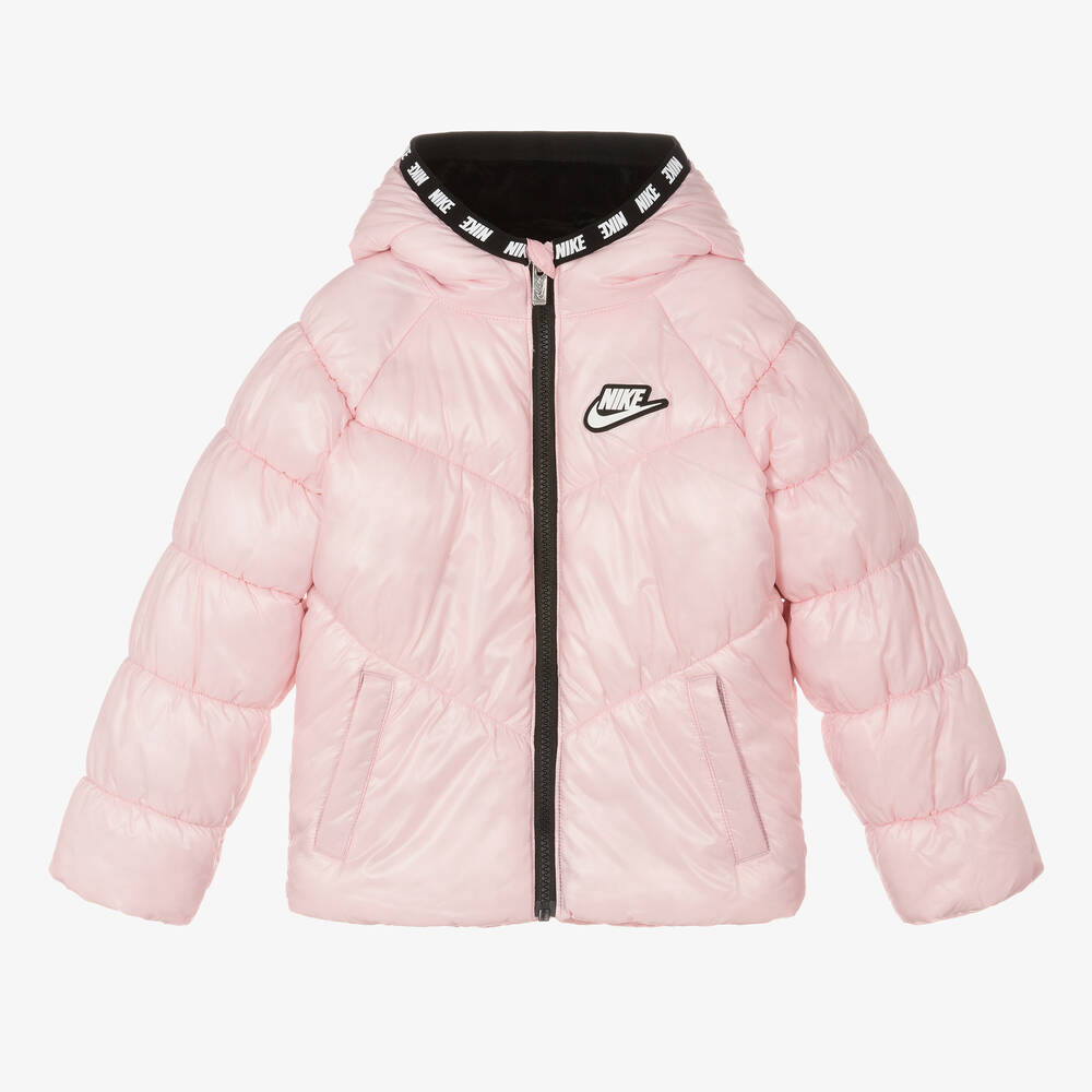 Nike - Rosa Steppjacke mit Kapuze | Childrensalon