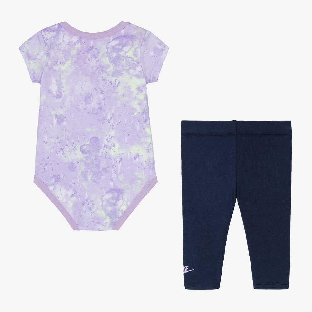 Nike-Girls Purple Cotton Babysuit Set | Childrensalon Outlet