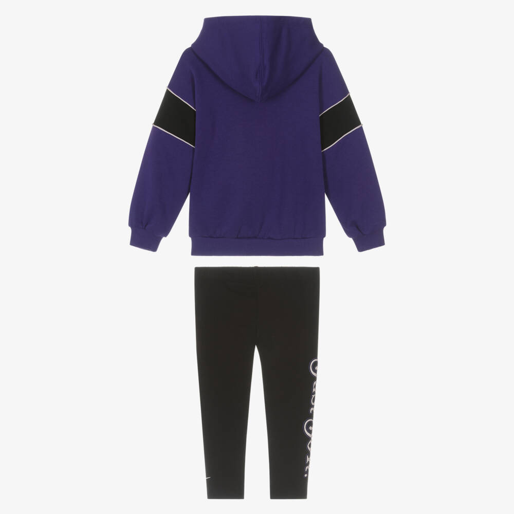 Nike-Girls Purple Hoodie & Black Leggings Set | Childrensalon Outlet