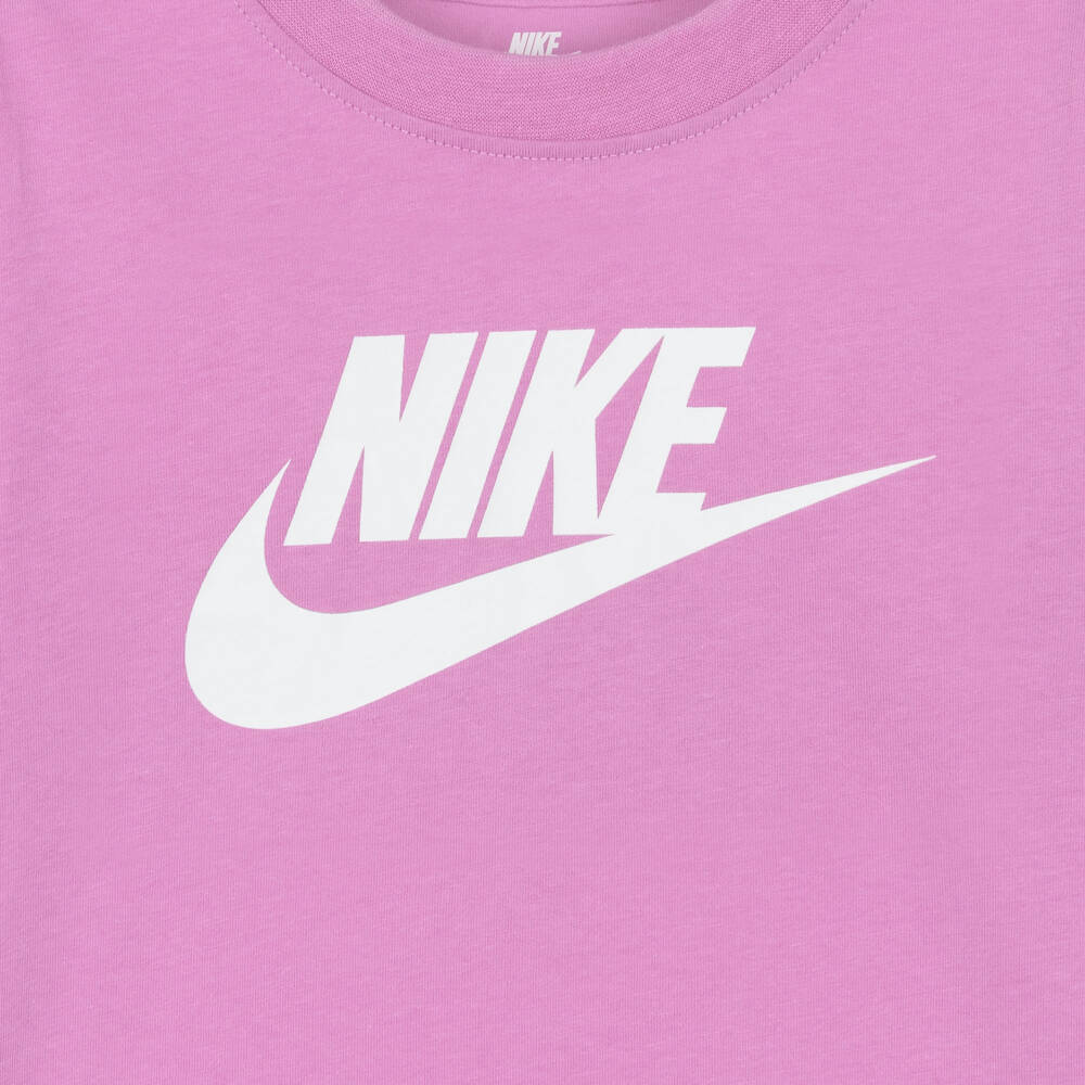 Nike-Girls Purple Jersey Boxy T-Shirt with Swoosh Logo | Childrensalon Outlet