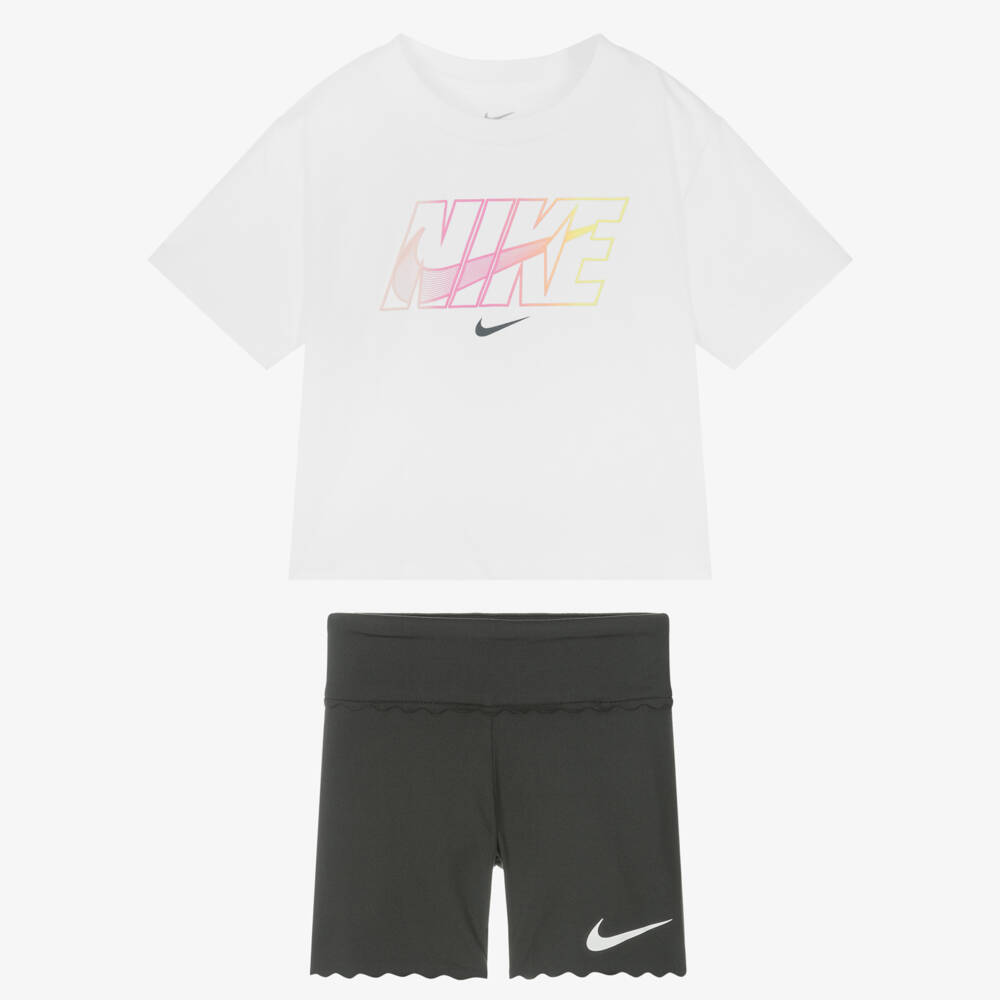 Nike-Girls Sporty White & Grey Set | Childrensalon Outlet