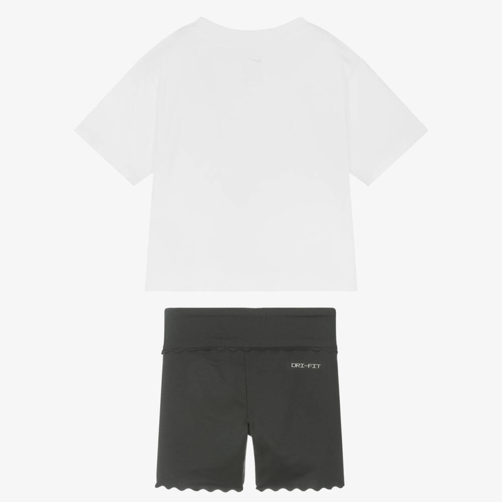 Nike-Girls Sporty White & Grey Set | Childrensalon Outlet