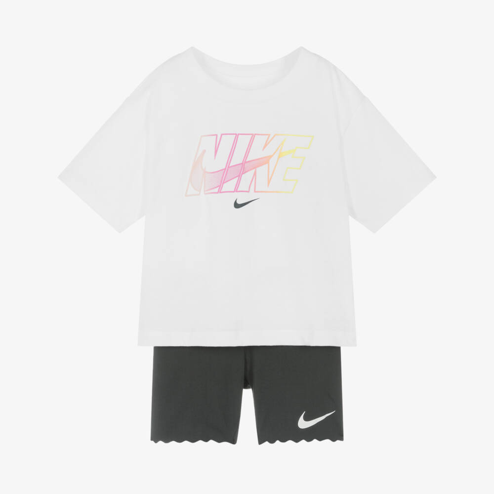 Nike-Girls Sporty White & Grey Set | Childrensalon Outlet