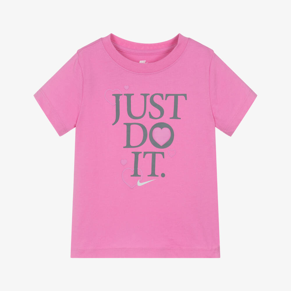Nike-Girls Vibrant Pink Slogan Tee | Childrensalon Outlet