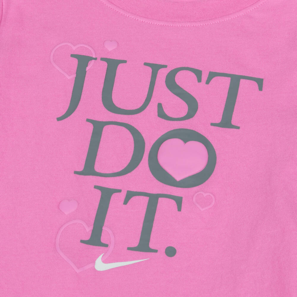 Nike-Girls Vibrant Pink Slogan Tee | Childrensalon Outlet